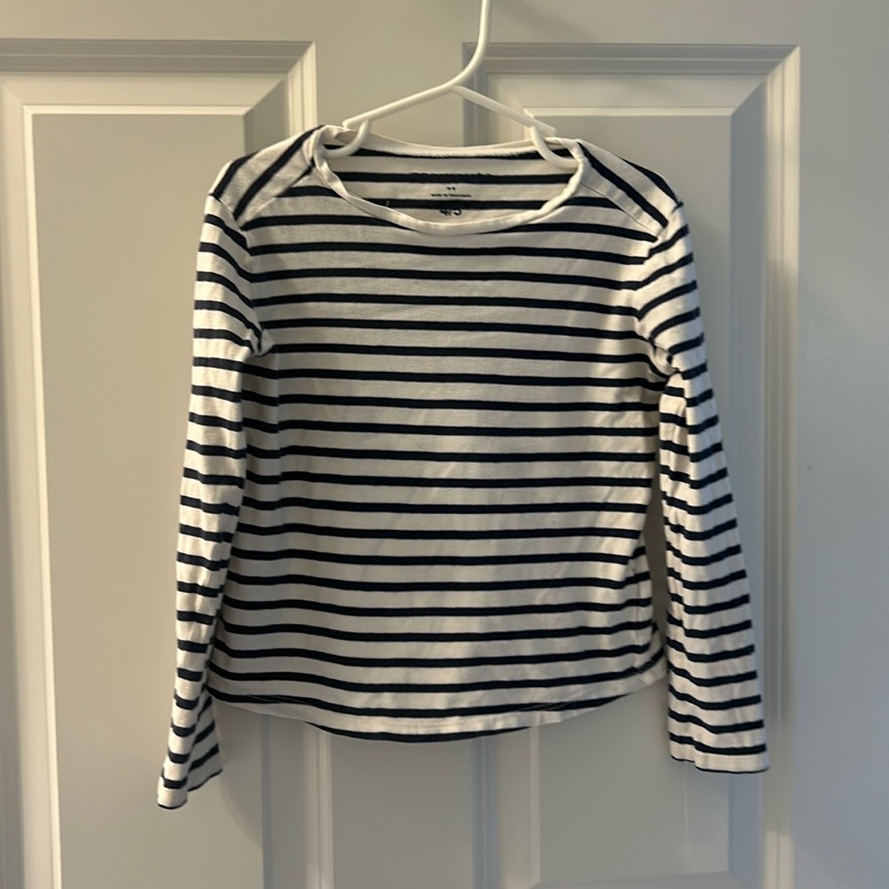 Girls navy and white striped Crewcuts tee